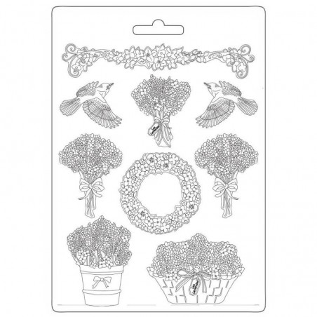 Soft PVC mould - A4 - K3PTA4527 - Provence garlands and bouquets