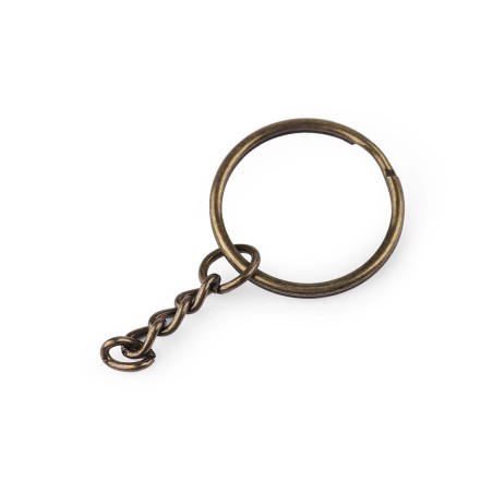 Kulcstartó alap lánccal, Ø25 mm, antik