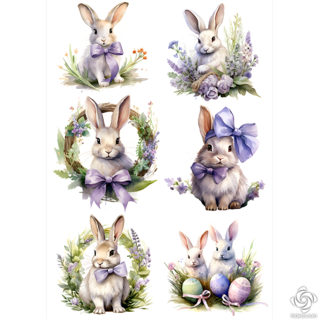 Rice Paper Napkins - A4 - FPR-K170 - Purple rabbits