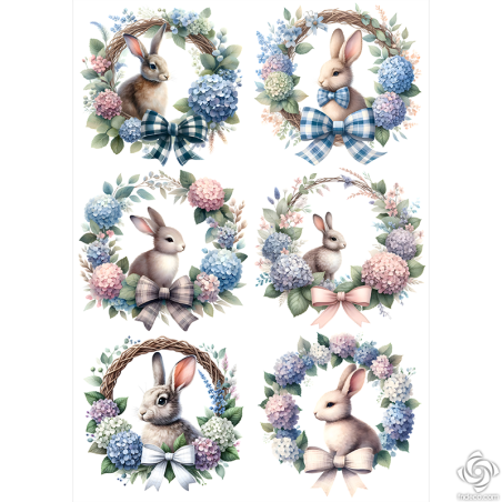 Rizspapír - A4 - FPR-K179 - Húsvéti hortenzia koszorú