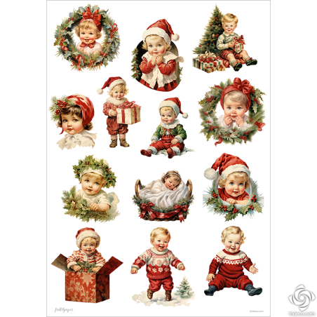 Rizspapír - A4 - FPR-K322 - Vintage Karácsonyi Gyermekek 02