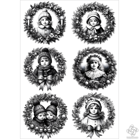 Rizspapír - A4 - FPR-0327 - Vintage karácsonyi koszorúk 01