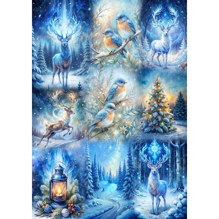 Rice Paper Napkins - A4 - FPR-0454 - Blue winter