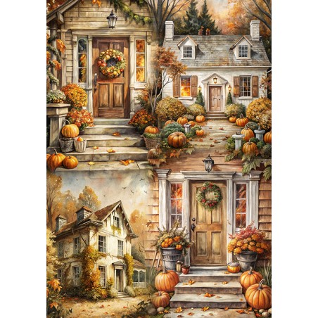 Rice Paper Napkins - A4 - FPR-0462 - Autumn houses