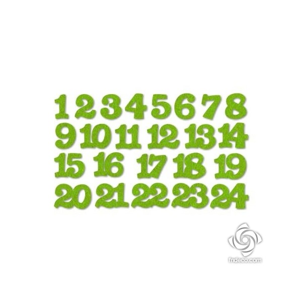 Adventi filc számok, világos zöld