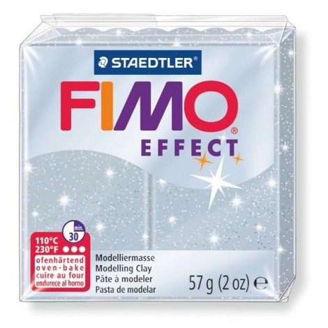FIMO EFFECT - oven-safe clay, 57g - glitter colour silver