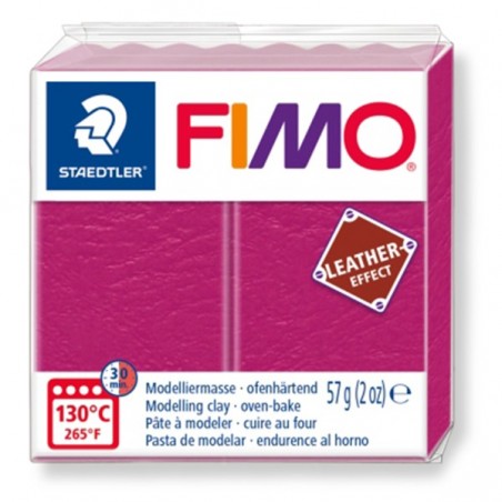 FIMO LEATHER Effect - oven-safe clay, 57g - berry