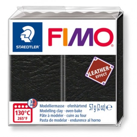 FIMO LEATHER Effect - oven-safe clay, 57g - black