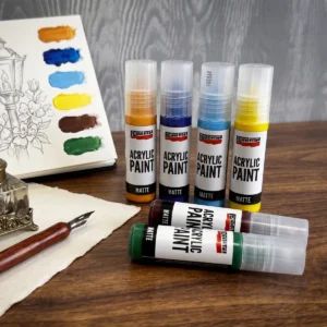 20 ml-es Pentart matt akrilfesték (1 db) választható színekben. Kiváló fedőképességű, krémes és gyorsan száradó bársonyos mini művészfesték stencilezéshez!