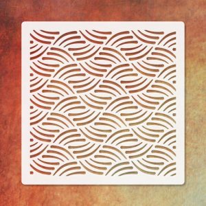 Texturing 3D Stencil 001 compact 9.5x9.5 cm professional plastic stencil with flowing wave and sea ripple pattern for structuring paste and embossing