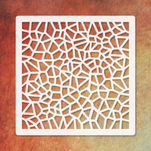 Texturáló 3D Stencil 004 kompakt 9,5x9,5 cm-es repedezett föld és szabálytalan kőzet mintázatú professzionális műanyag sablon strukturáló pasztához és rusztikus dekorációkhoz