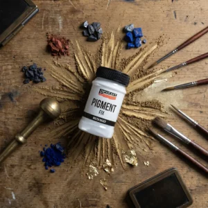 Pentart pigment fix 100 ml-es tégelyes kiszerelésben vízbázisú átlátszó és fényes pigmentpor rögzítő folyadék metál effektporokhoz és mixed media technikákhoz