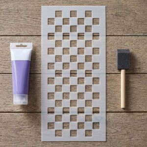 Chessboard pattern geometric stencil for painting